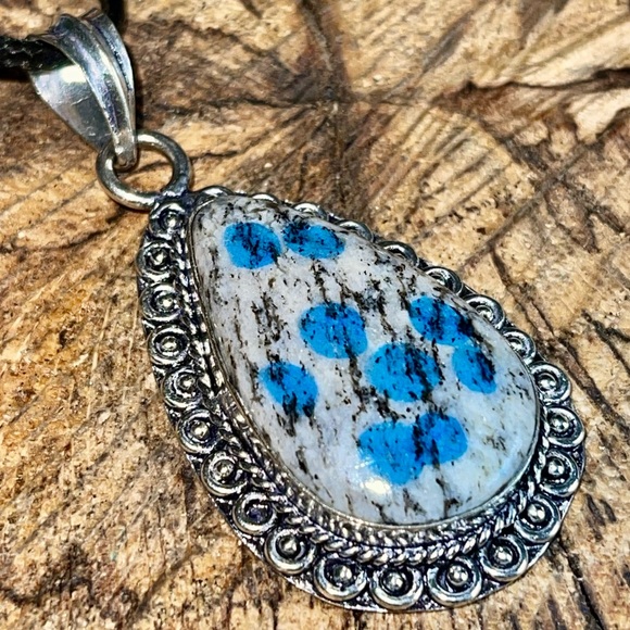 Raindrop K2 Azurite Granite Pendant 2 1/4” - Picture 7 of 12